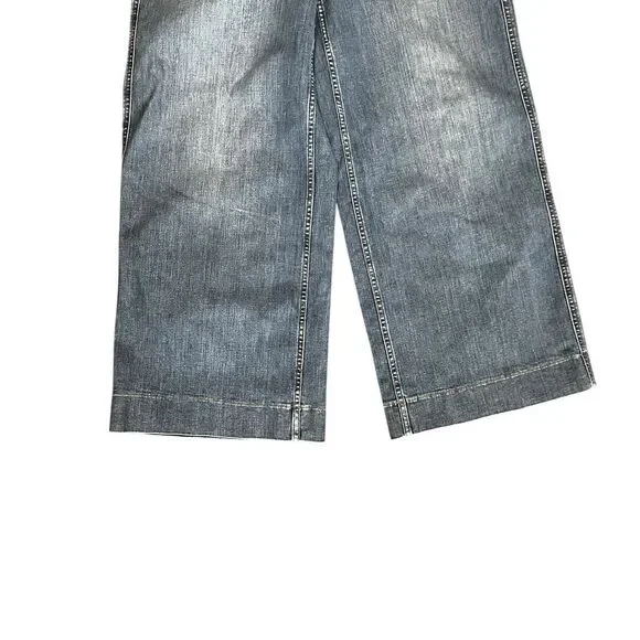 SPANX High Rise Cropped Wide Leg Jeans Medium Wash Size Large - Picture 7 of 11